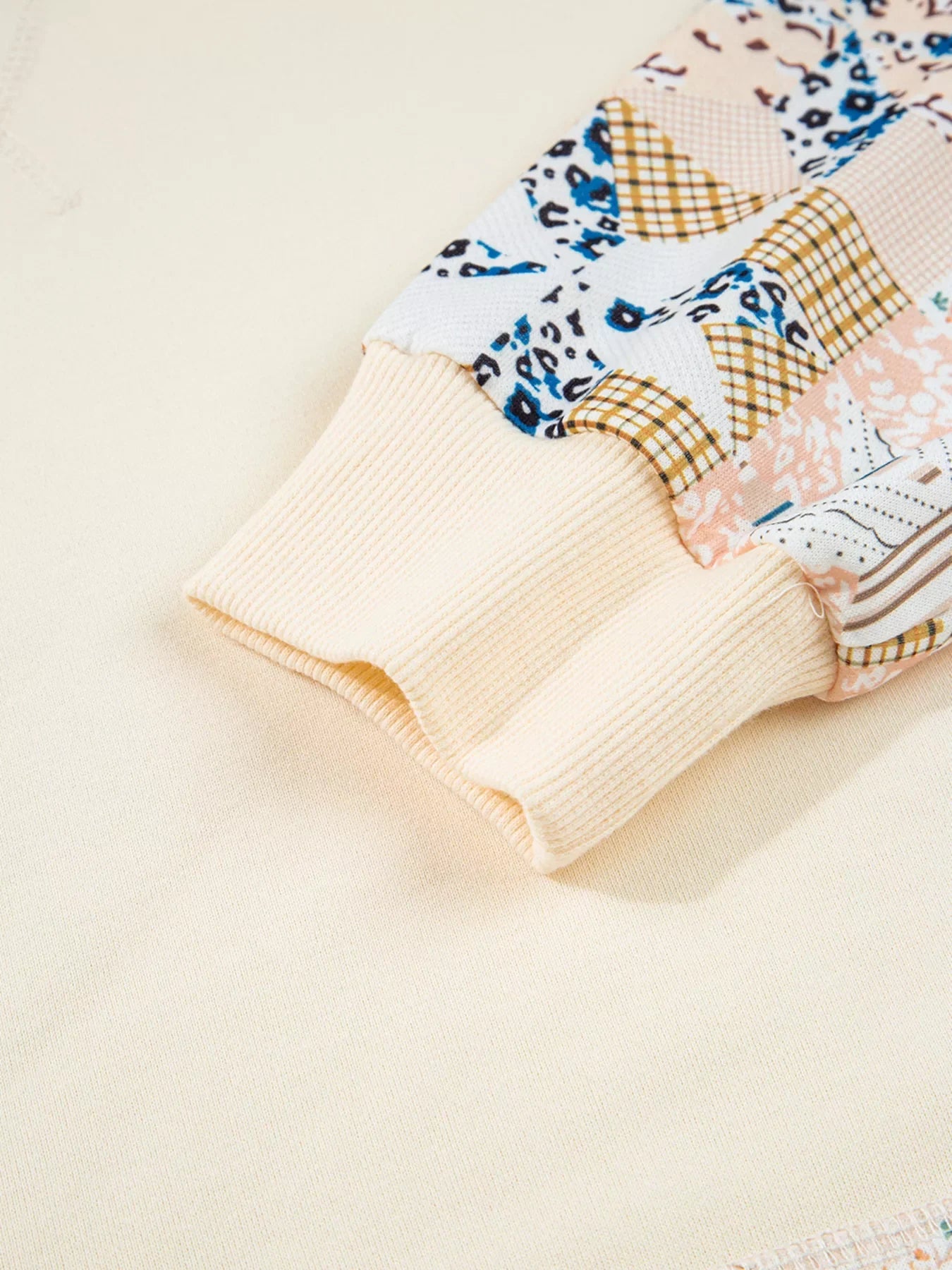 Geo Pattern Patchwork Hoodie with Kangaroo Pocket
