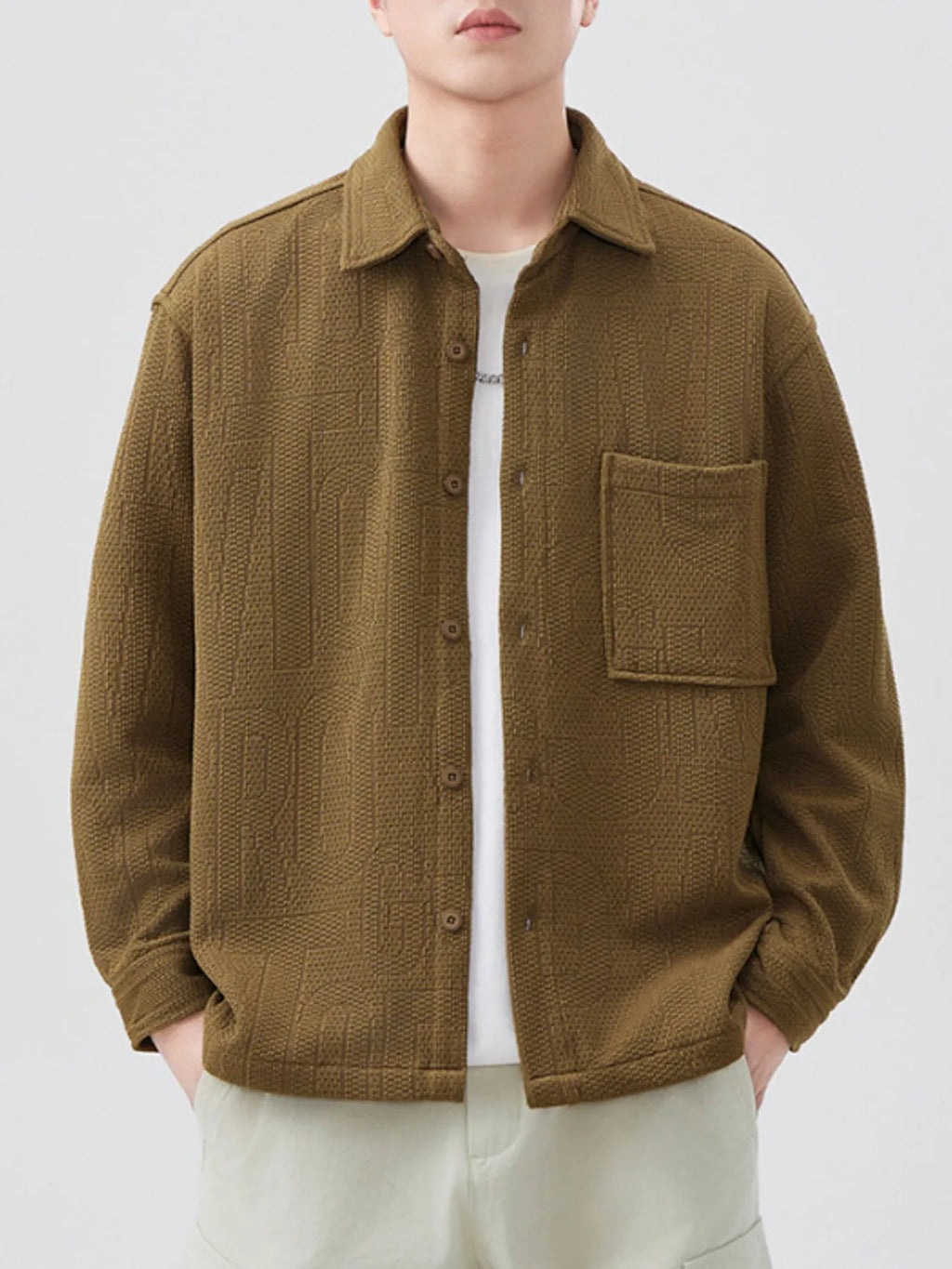 Men's Plus Size Button Up Long Sleeve Shirt