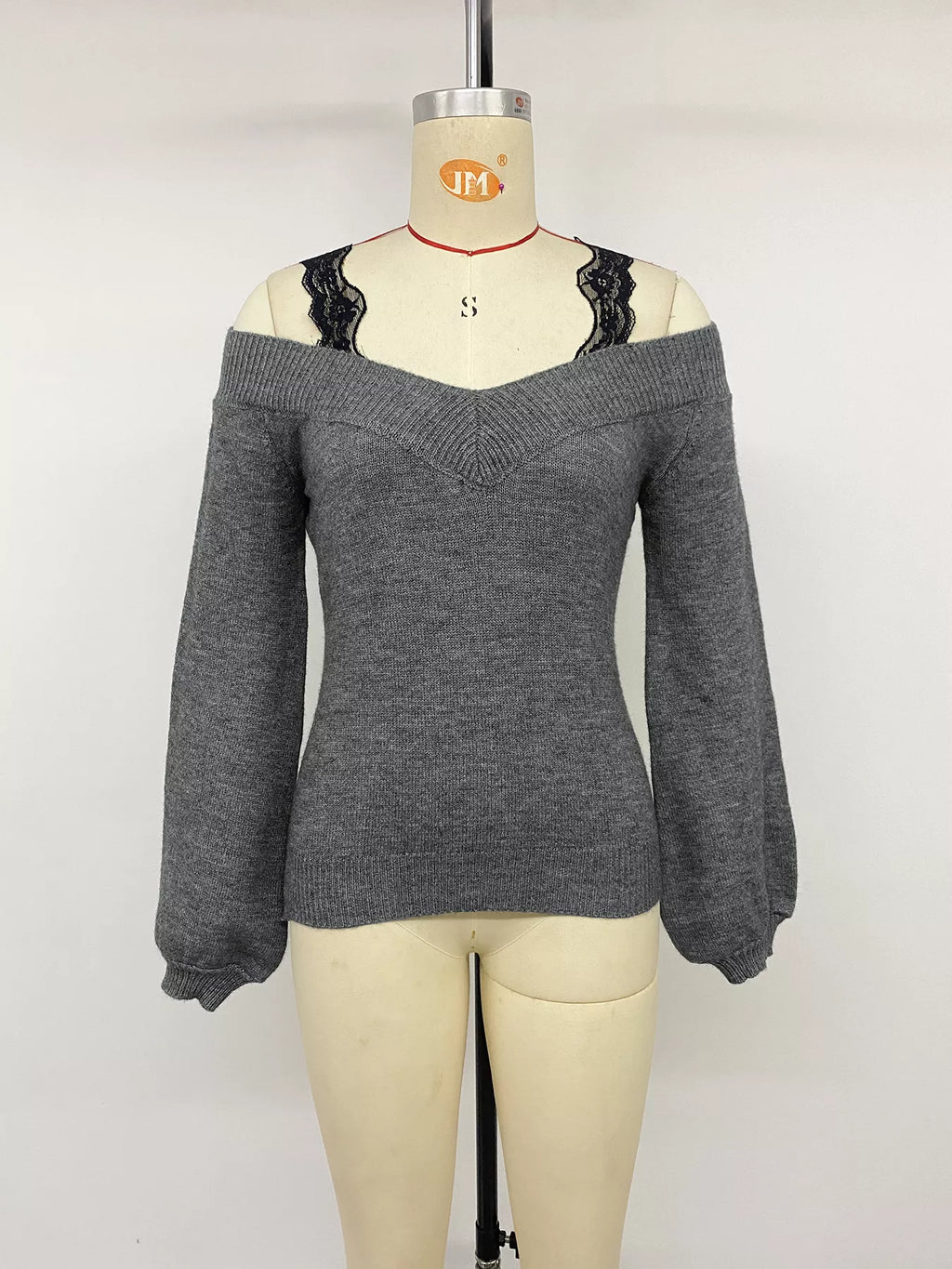 Off-Shoulder Lace Trim Sweater