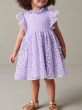 Children's Floral Lace Ruffle Sleeve Party Dress