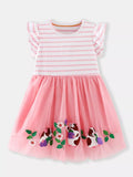 Children's Cartoon Animal Embroidered Tulle Dress