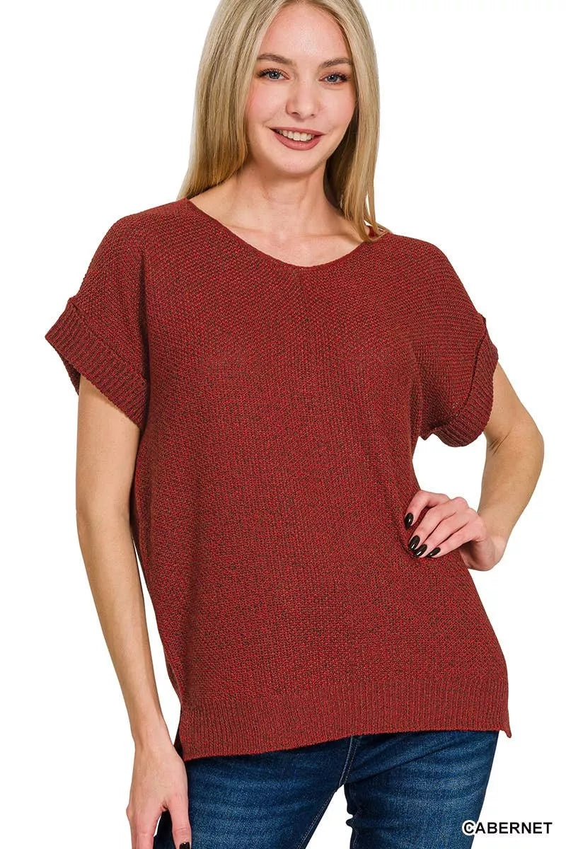 Zenana Center Seam Short Sleeve Sweater