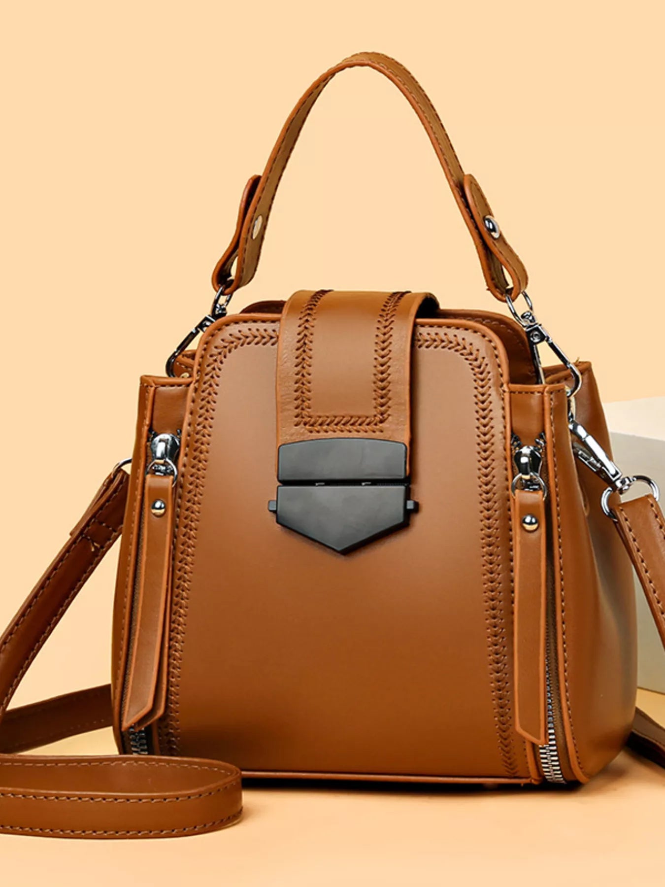 Leather Bucket Crossbody Bag