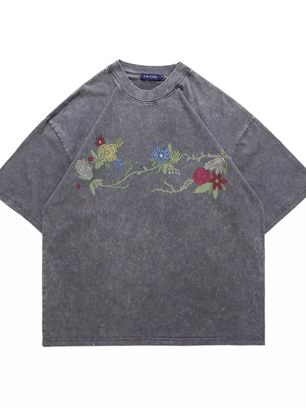 Men's Embroidered Round Neck Short Sleeve T-Shirt