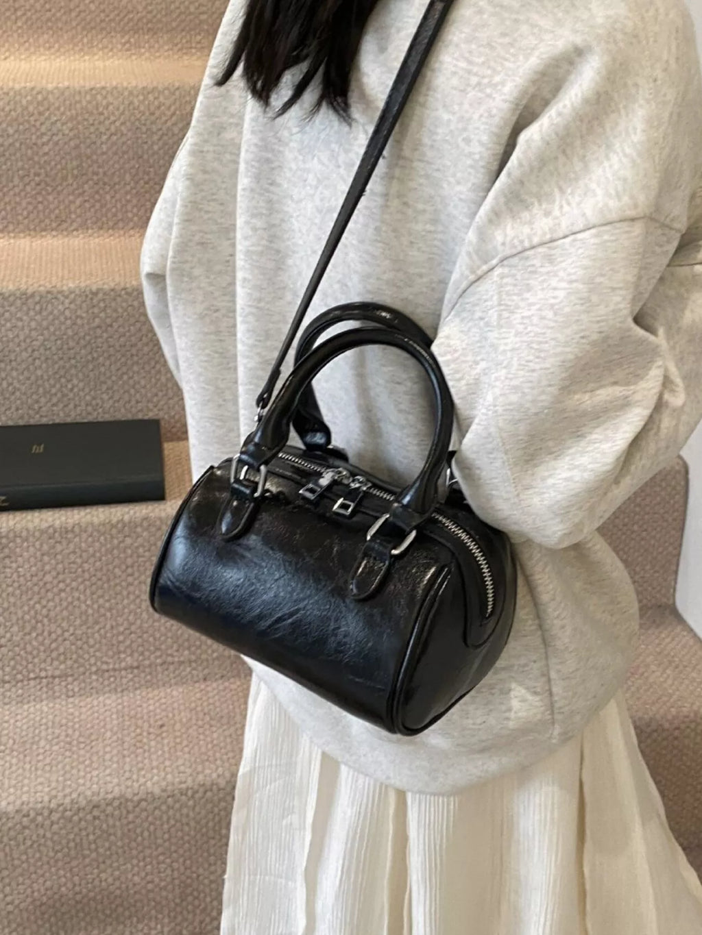 Cylinder Leather Shoulder Bag