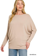 Zenana Hacci Dolman Sleeve Boat Neck Top