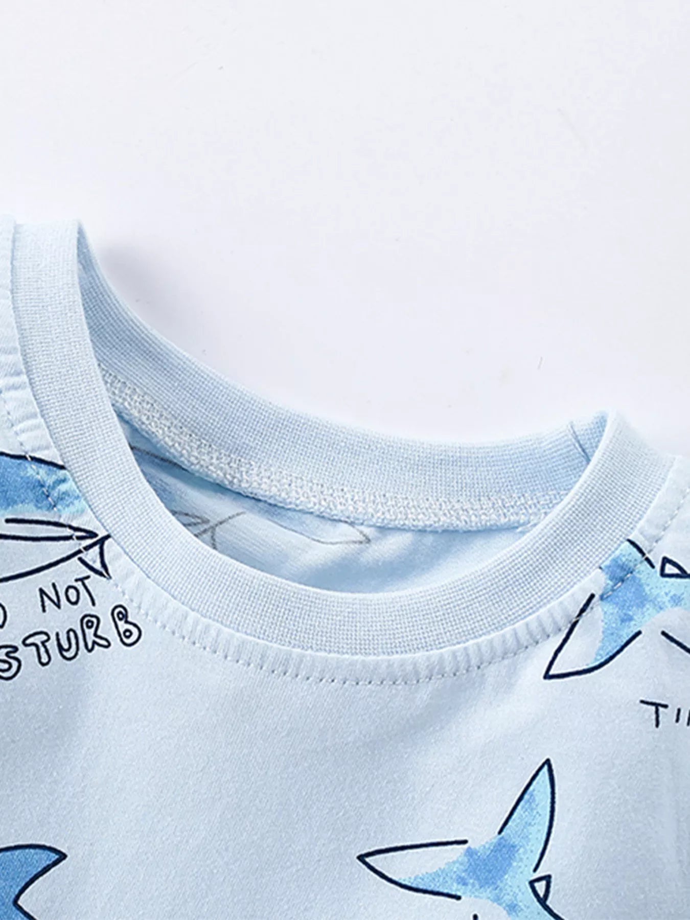 Children's Shark Print Short Sleeve Top and Shorts Set