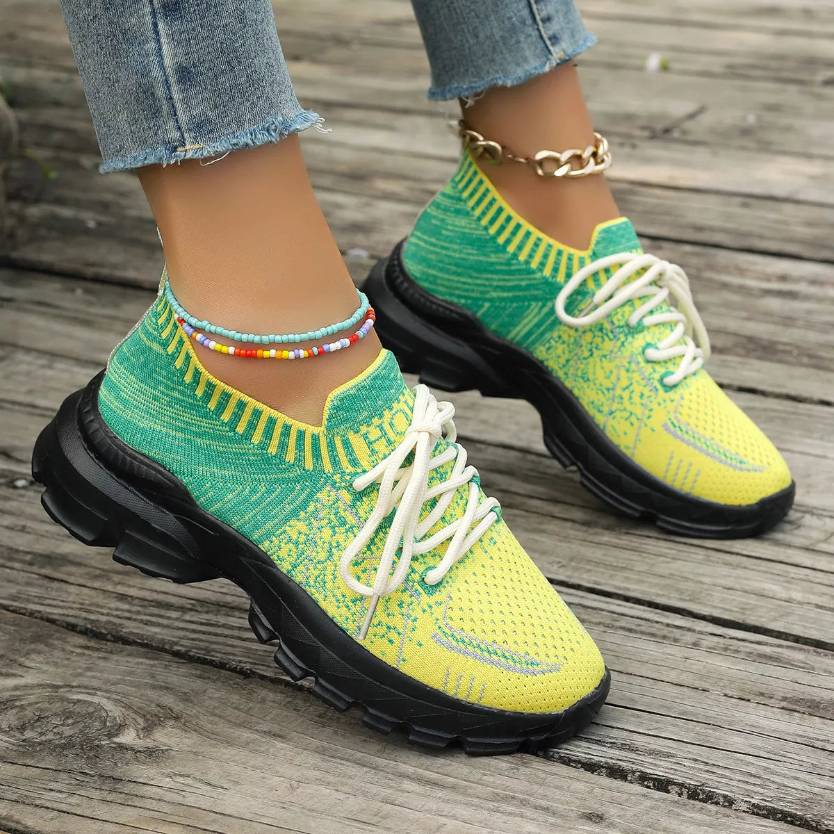 Round Toe Lace Up Sneakers