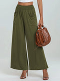 Pocketed Elastic Waist Wide Leg Pants