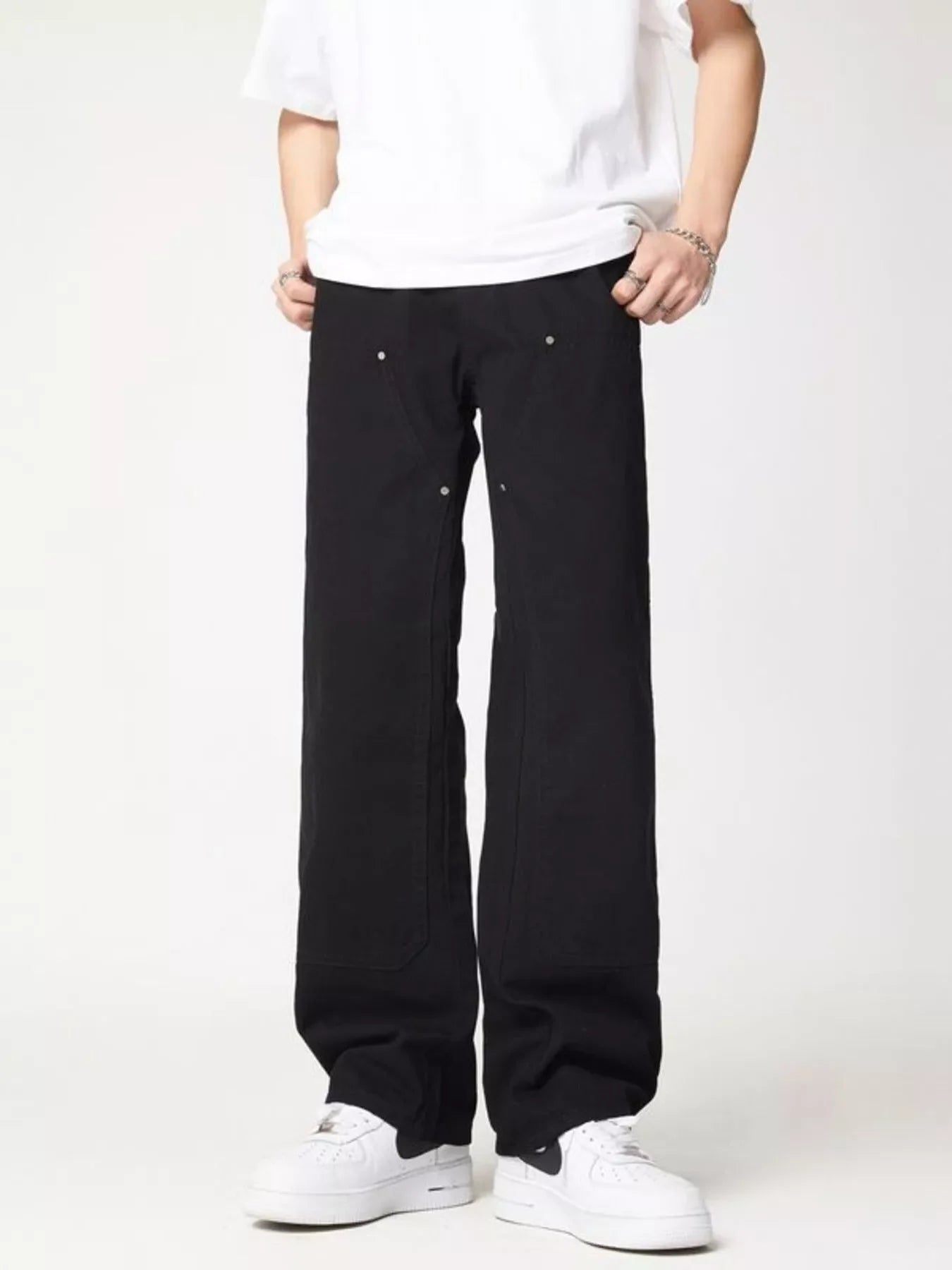 Men's Full Size Wash Wide Leg Jeans Plus Size