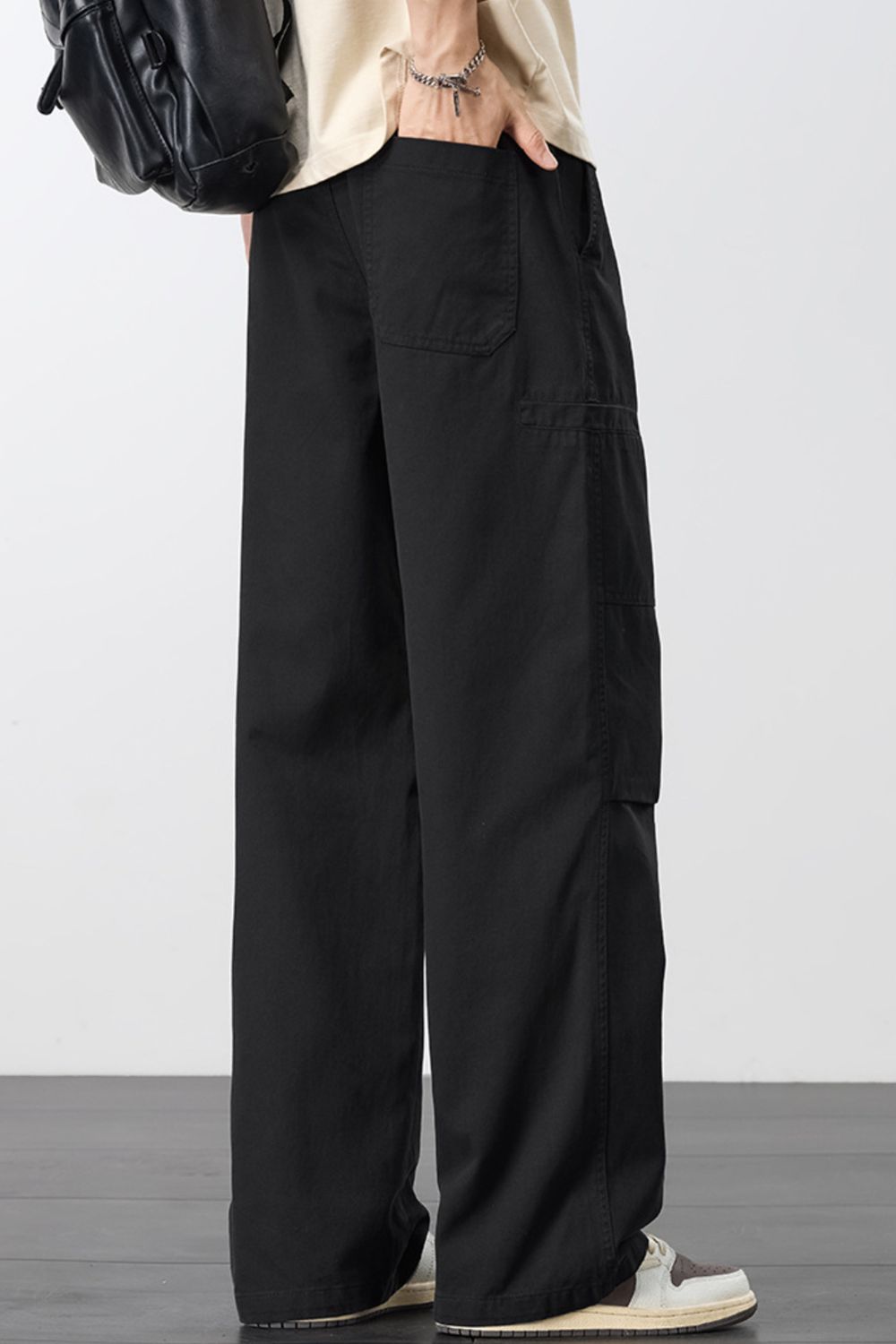 Men's Plus Size Loose Fit Cargo Pants with Drawstring