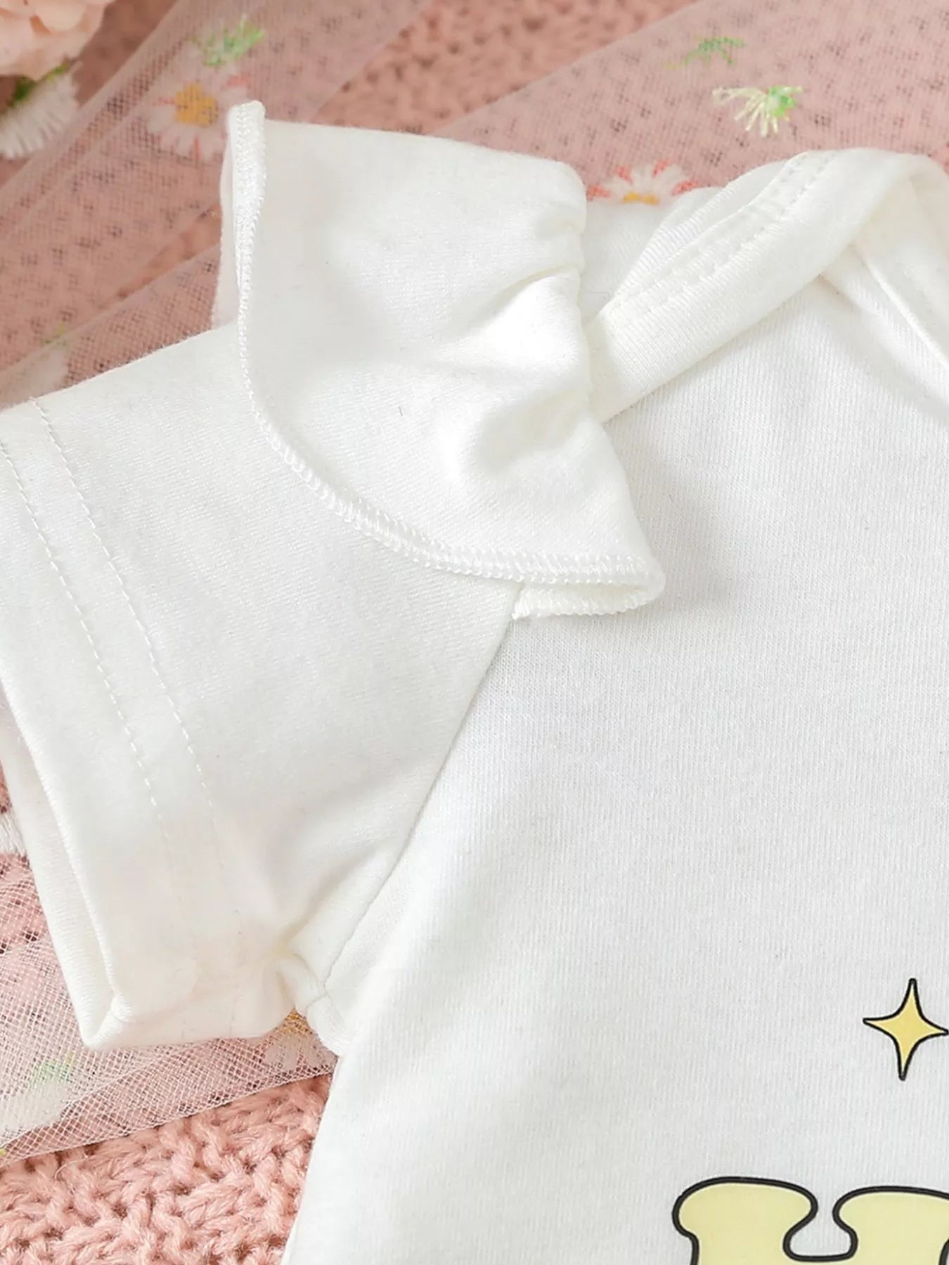 Children's Ruffled Short Sleeve Bodysuit and Shorts Set with Headband