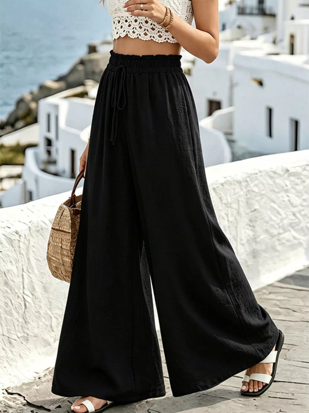 Wide Leg Drawstring Pants