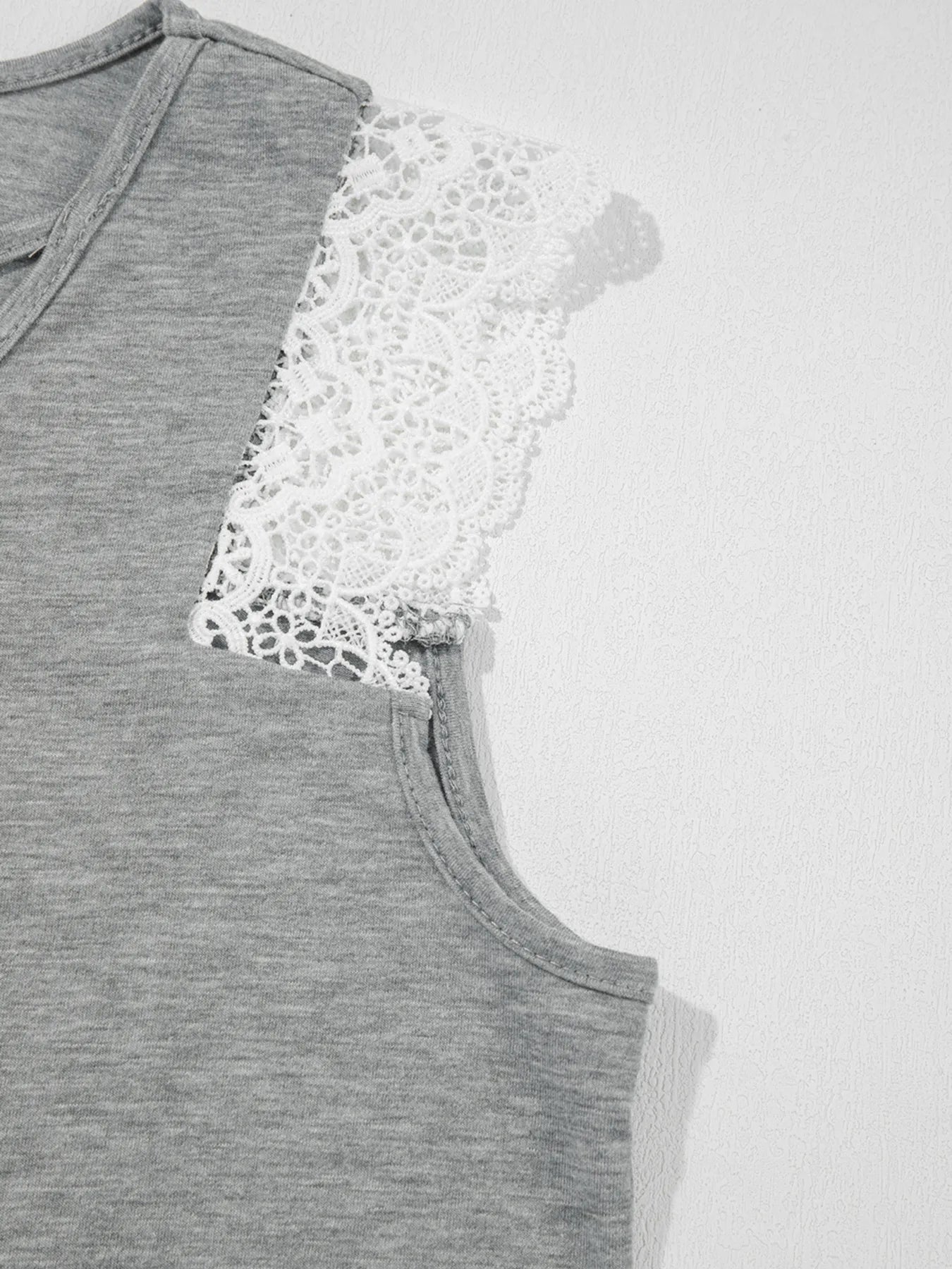 Lace Trim Cross-Front V-Neck Tank Top