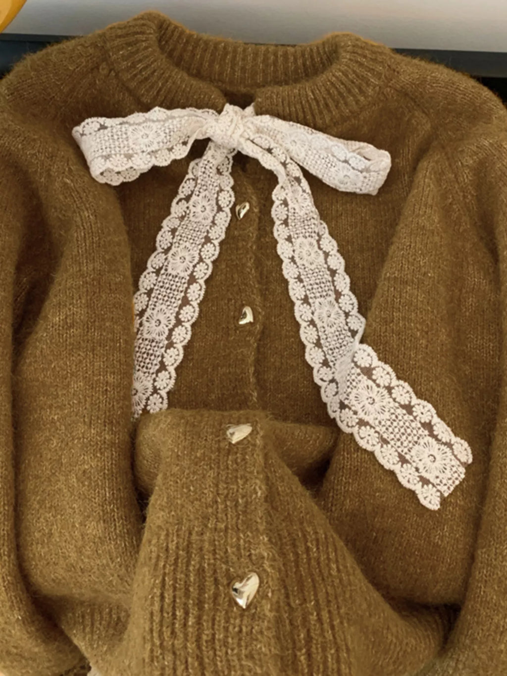 Lace Bowknot Knit Cardigan