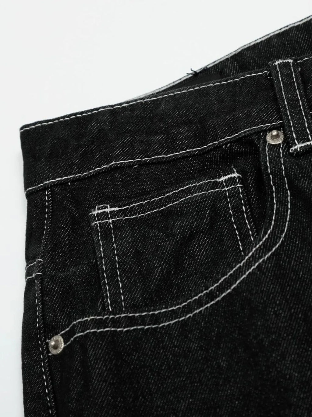 Men's Wide-Leg Contrast Stitch Jeans