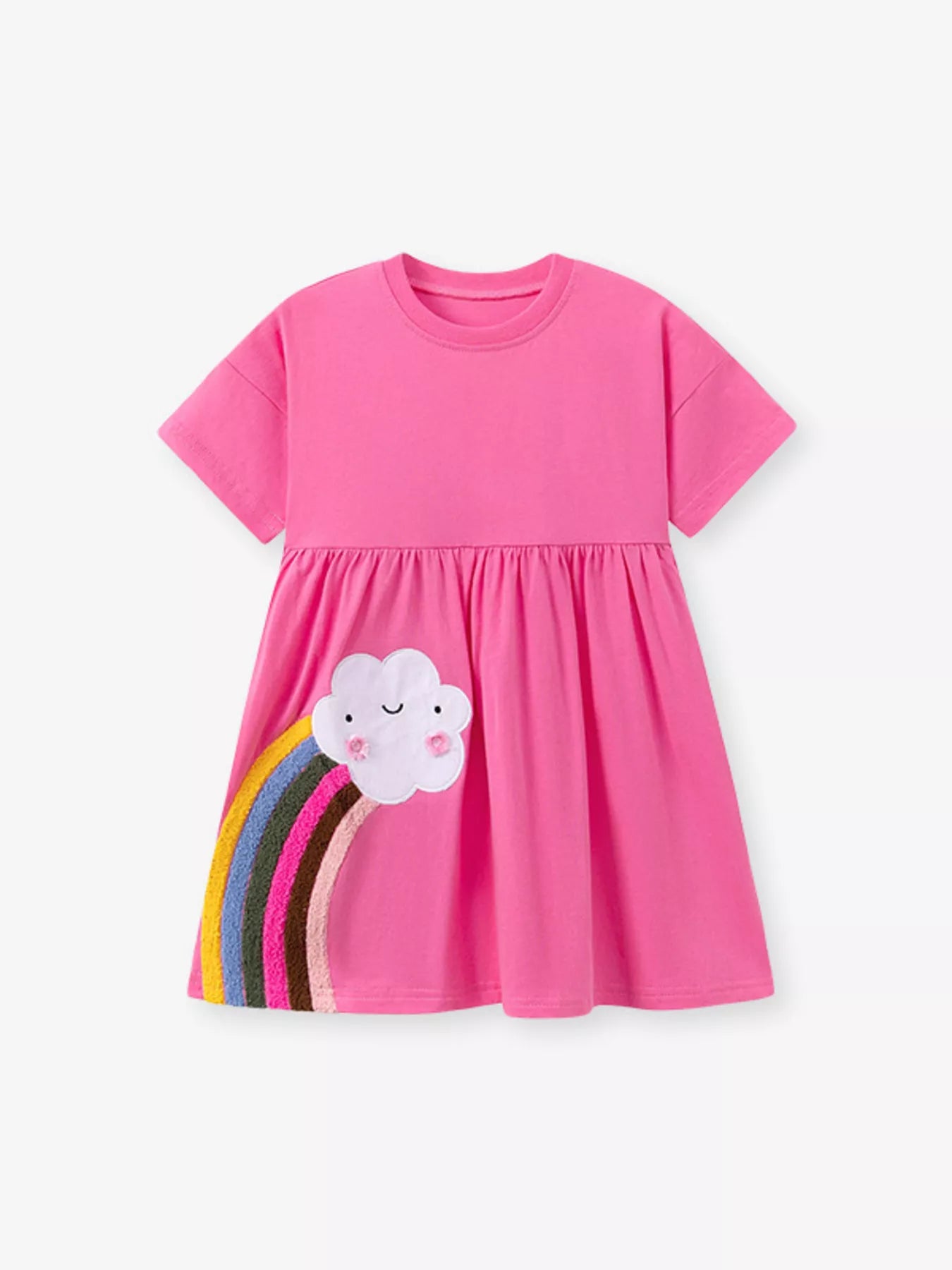 Children's Rainbow Cloud Applique Casual Dress