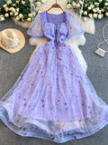 Sweetheart Neck Puff Sleeve Dress