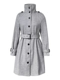 Button-Down Longline Coat with Belt