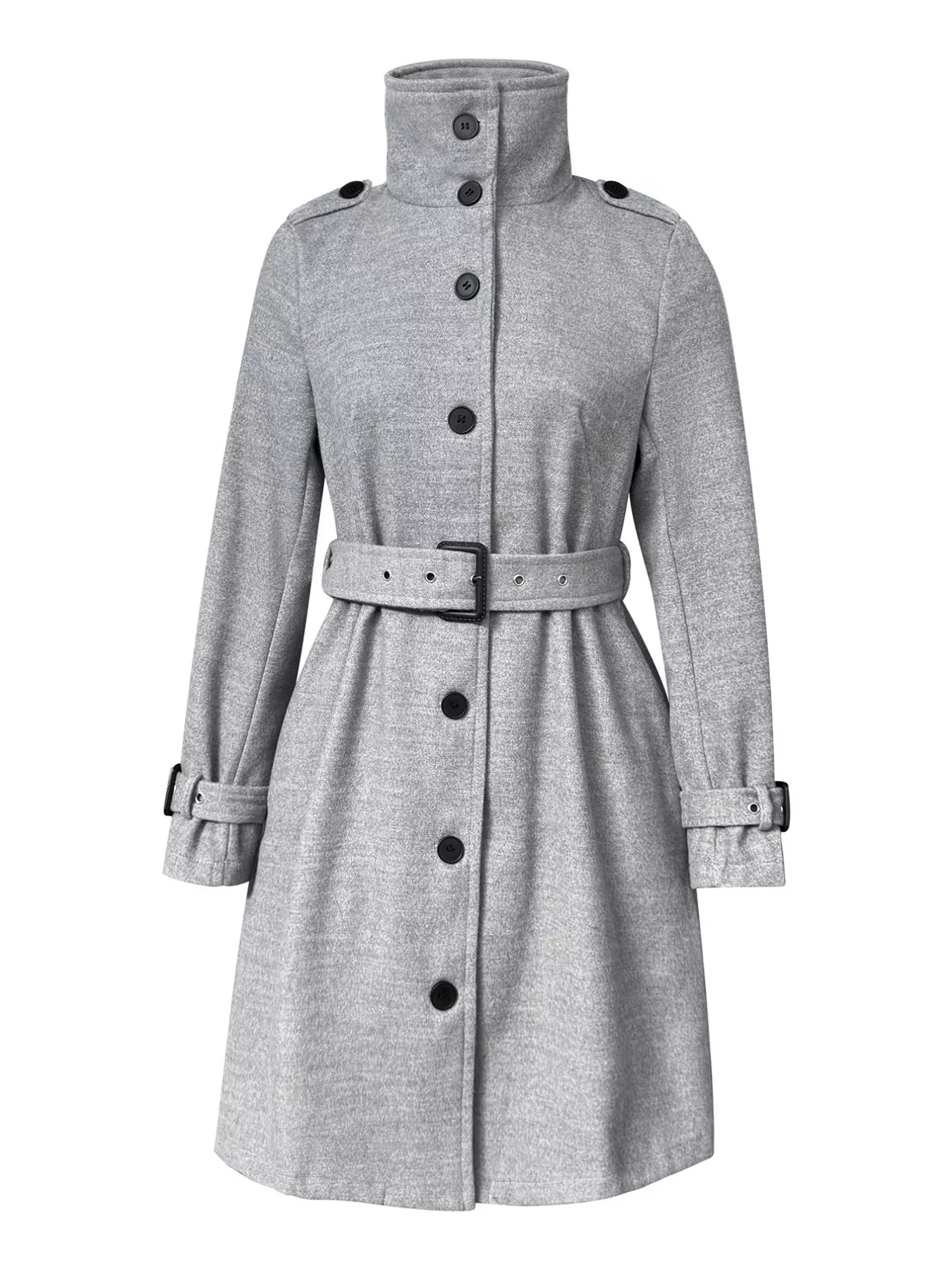 Button-Down Longline Coat with Belt