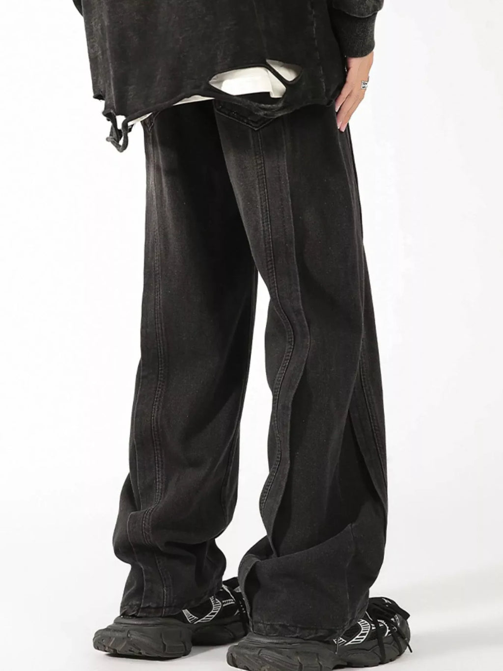 Men's Plus Size Vintage Wash Wide Leg Jeans