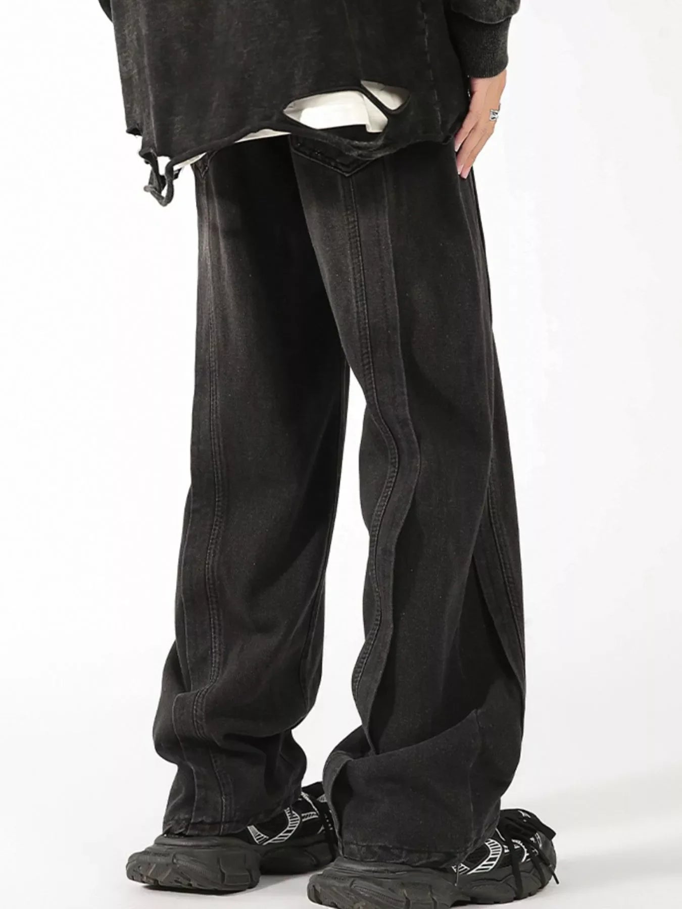 Men's Plus Size Vintage Wash Wide Leg Jeans