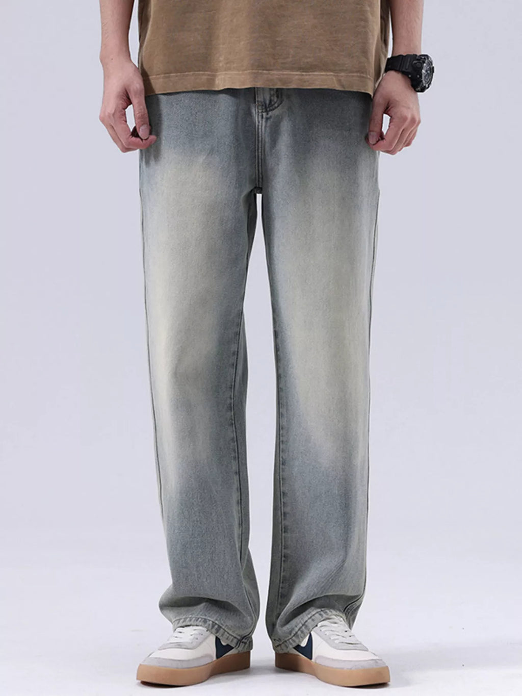 Men's Plus Size Vintage Wash Loose Fit Jeans