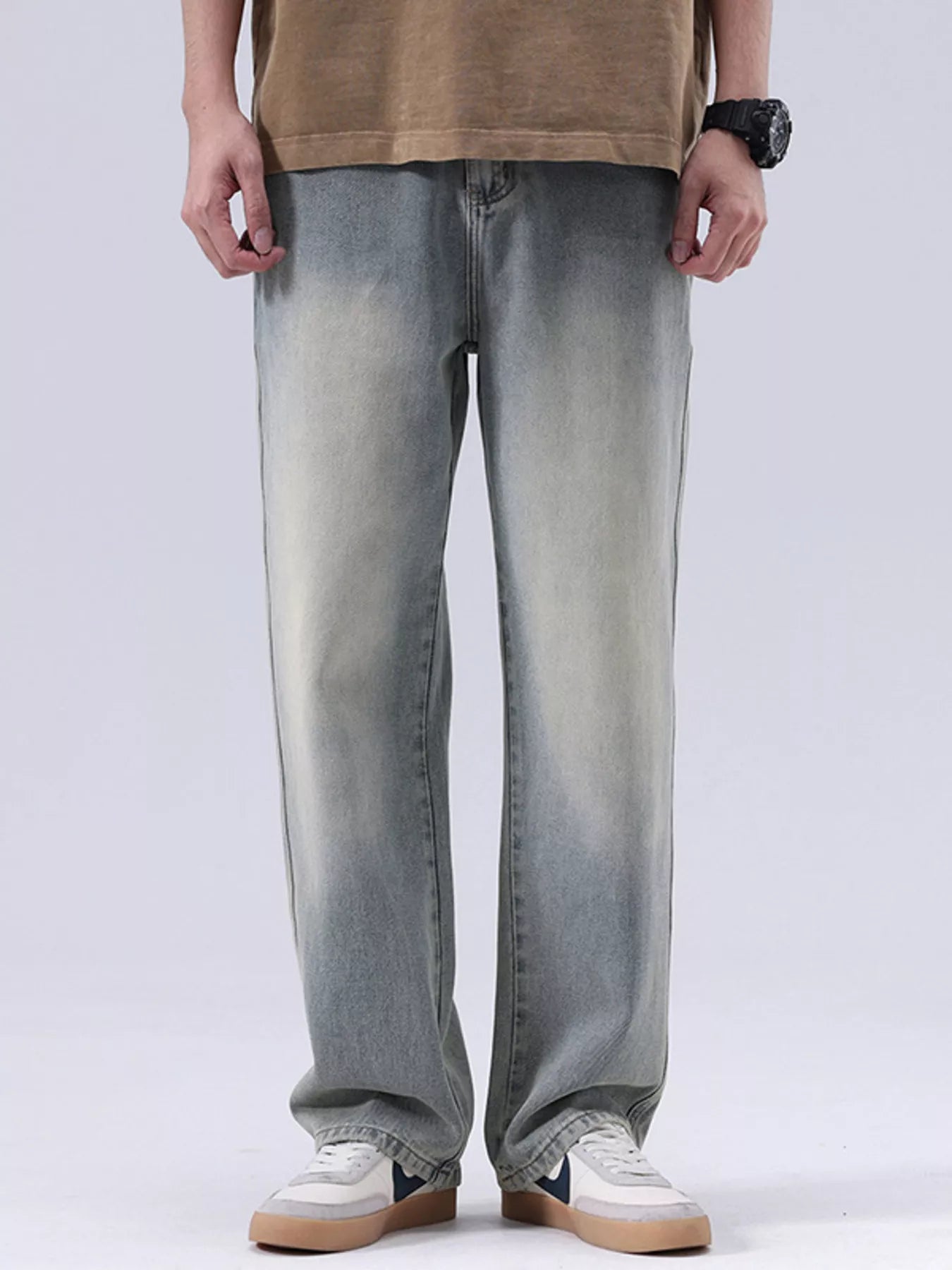 Men's Plus Size Vintage Wash Loose Fit Jeans