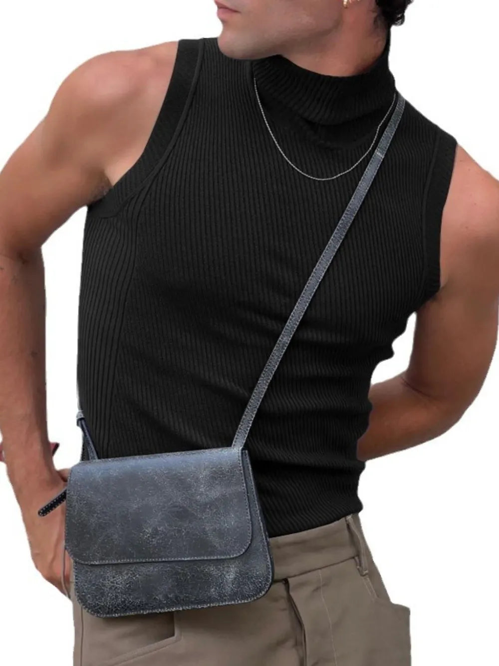 Men's Full Size Turtleneck Slim Tank Plus Size