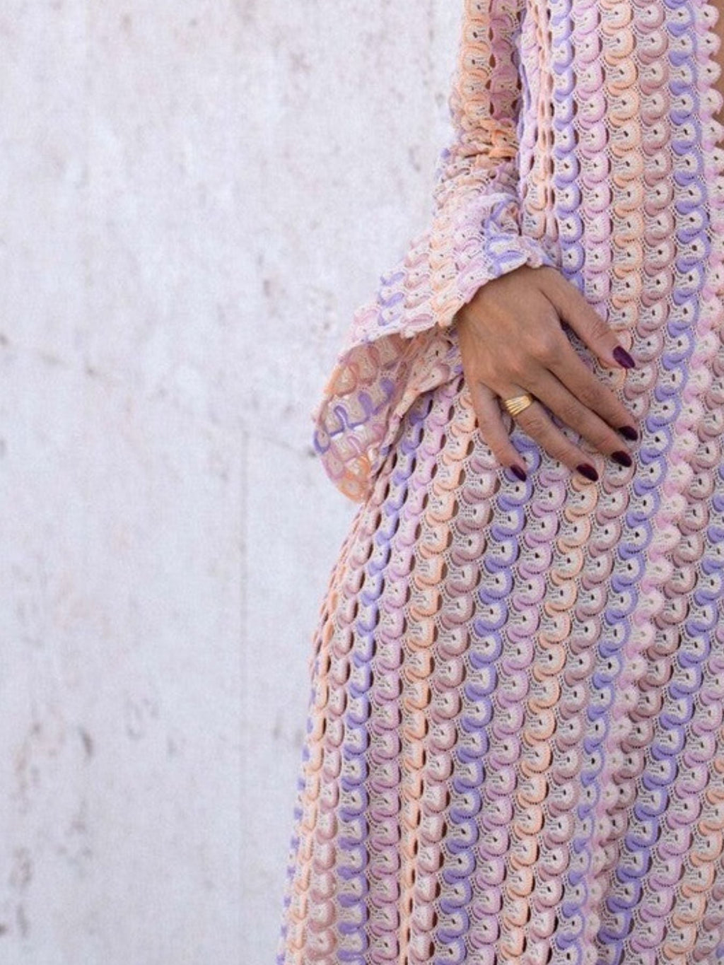 Slit Striped Knit Maxi Dress