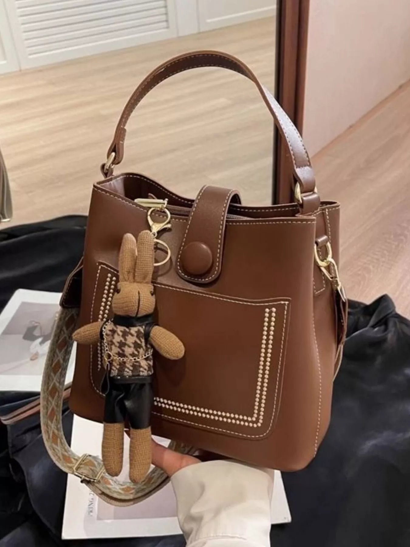 Bucket Crossbody Bag with Wide Strap