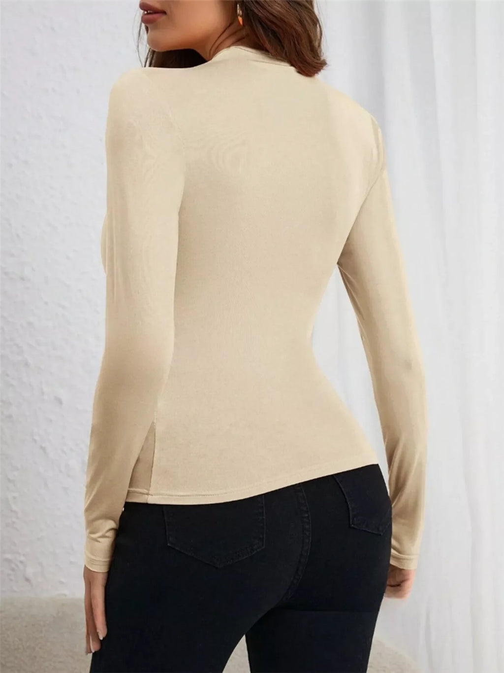 Asymmetrical Cutout Ruched Long Sleeve Top