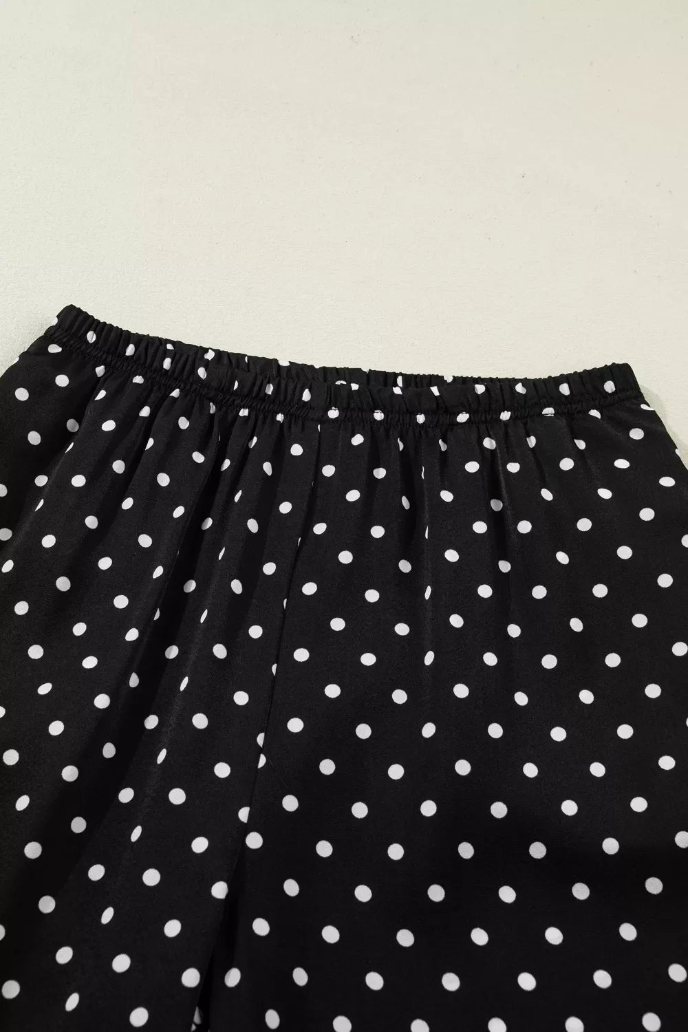 Polka Dot Print Elastic Waist Lace Hem Loose Pants