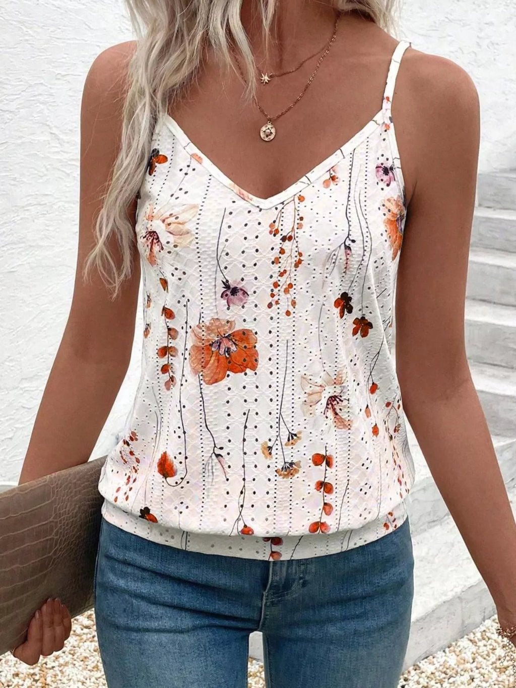 Floral Print V-Neck Casual Cami