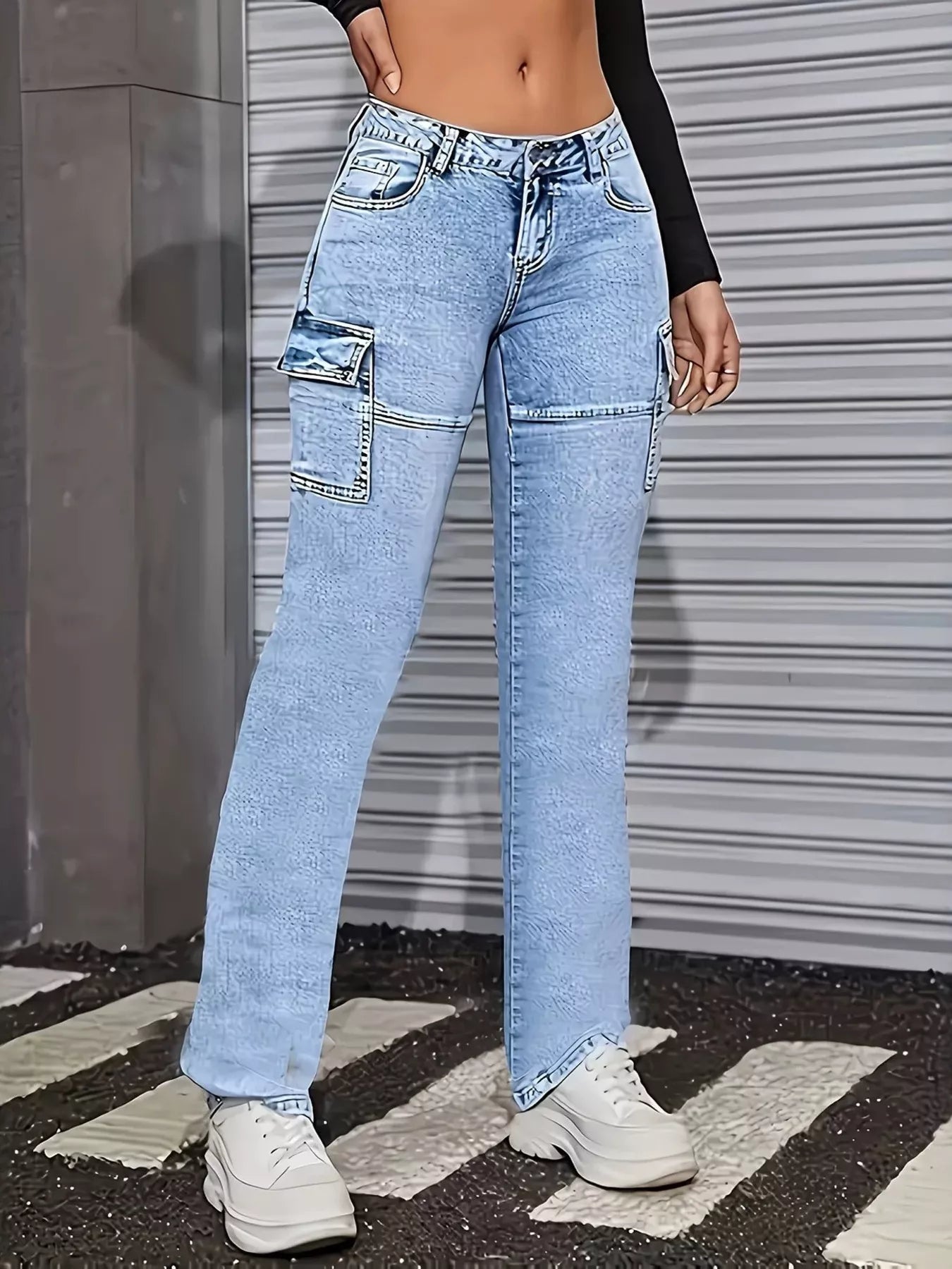 Washed Jeans with Pockets