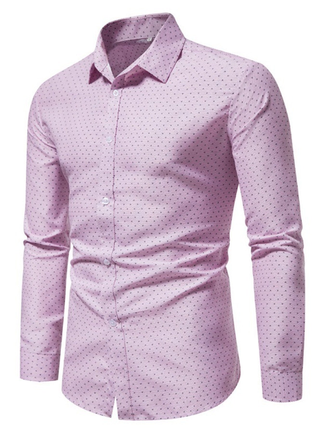Men's Slim Fit Dotted Pattern Long Sleeve Shirt