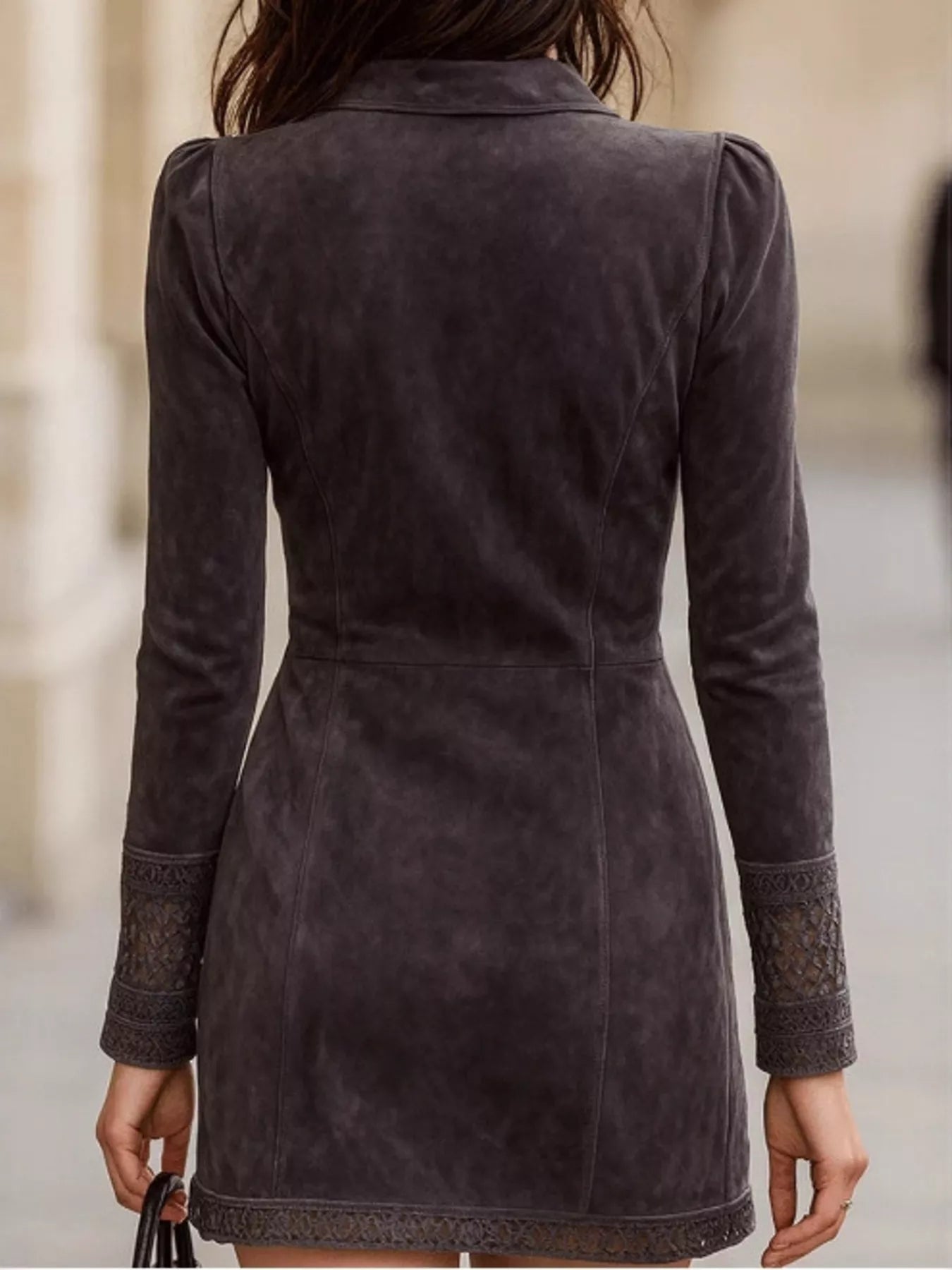 Full Size Lace Detail Zip Front Mini Dress Plus Size