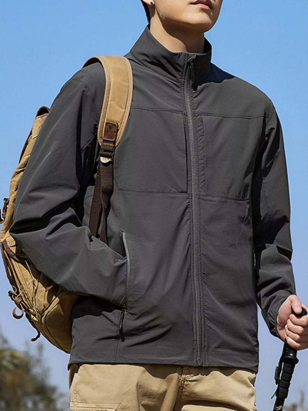 Men's Plus Size Zip Up Lightweight Windproof Outdoor Jacket