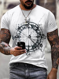 Men's Full Size Artistic Compass Graphic Round Neck T-Shirt Plus Size