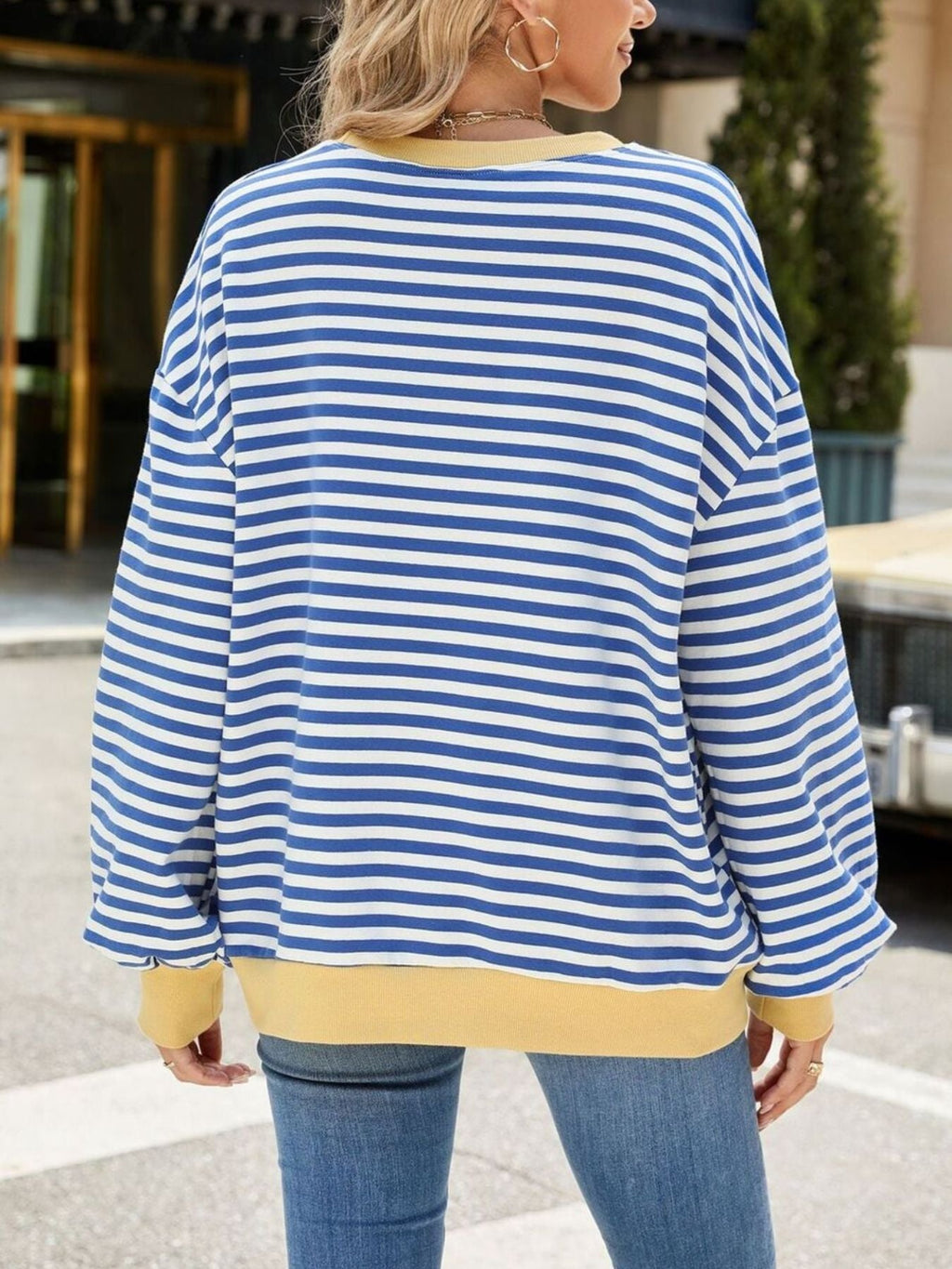 Striped Crew Neck Long Sleeve Sweatshirt