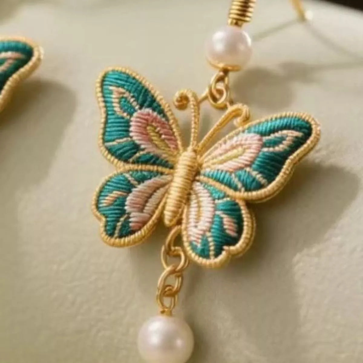 Butterfly Dangle Earrings with Pearls