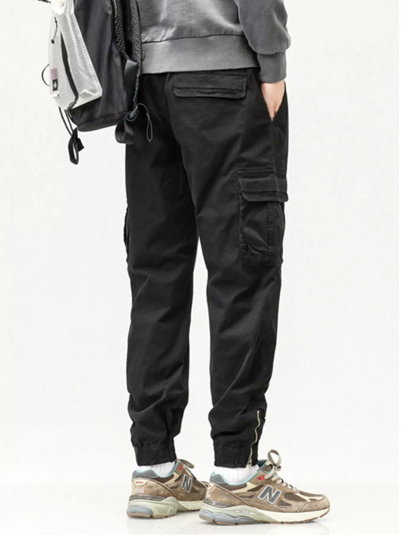 Men's Full Size Casual Cargo Pants with Drawstring Waist Plus Size