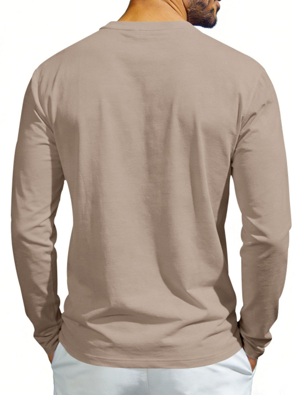Men's Plus Size Casual Long Sleeve Henley T-Shirt with Pocket