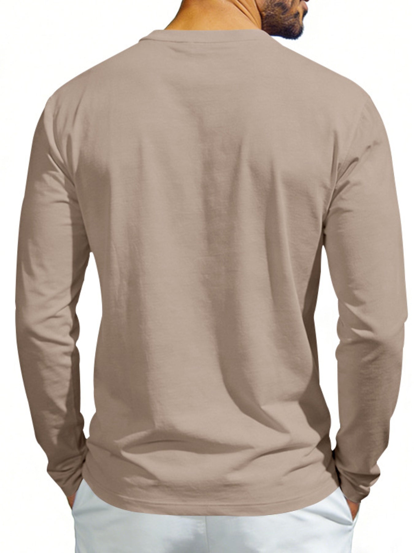 Men's Plus Size Casual Long Sleeve Henley T-Shirt with Pocket