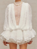 Ruffled Hem Lace Mini Dress
