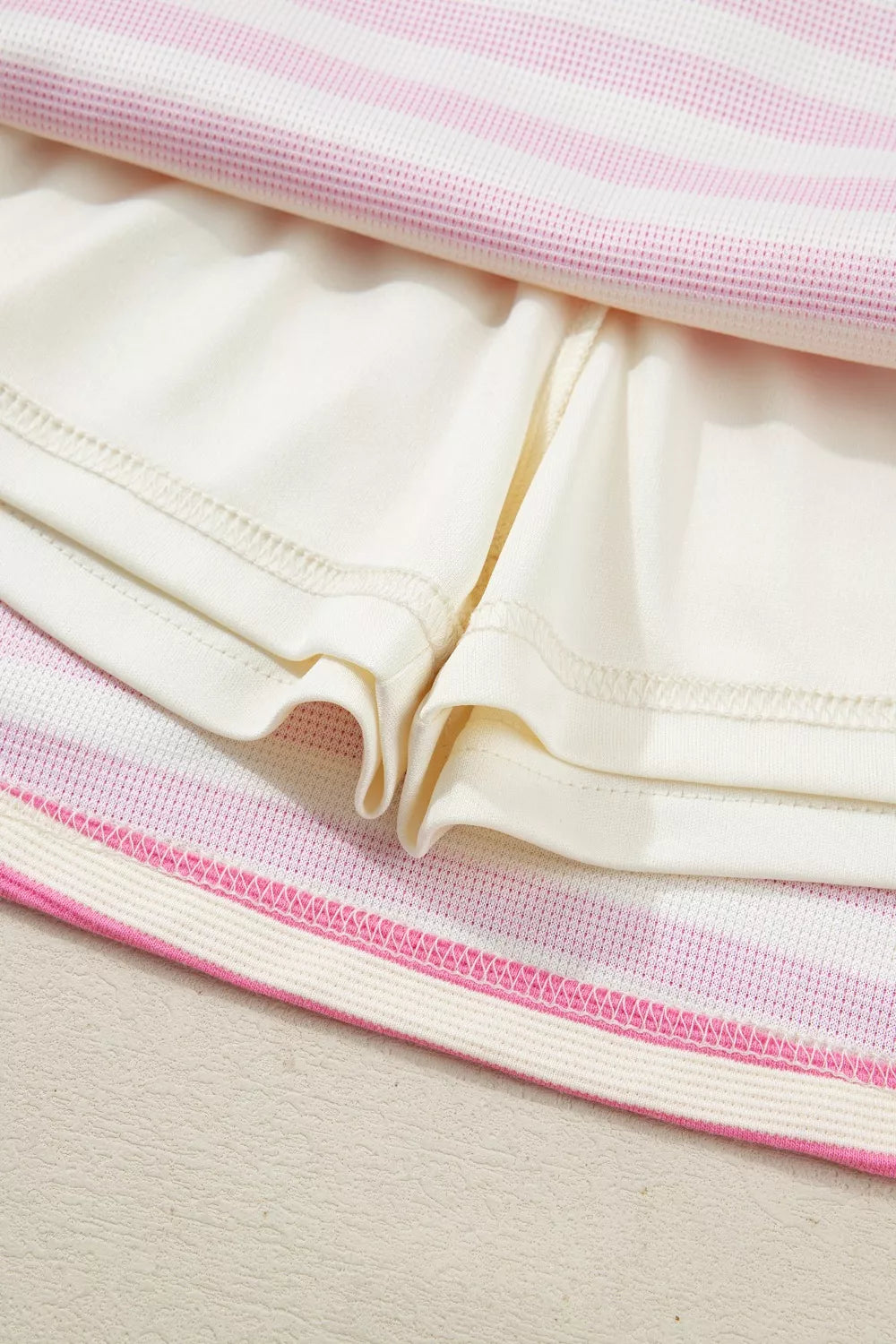 Half Zip Striped Sleeveless Top and Skirt Set