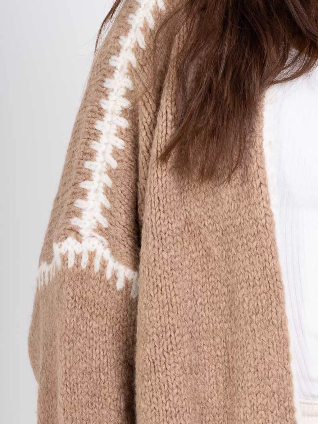 Contrast Trim Open Front Cardigan