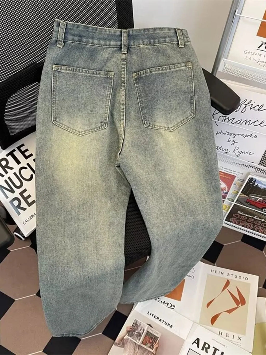 Men's Plus Size Vintage Wash Straight Leg Jeans