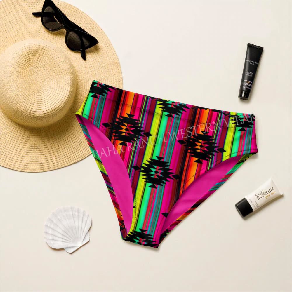 Ready to Ship Yeehaw Neon Aztec Print Bikini Bottom 2XL