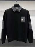 Men's Plus Size Ribbed Hem Long Sleeve Sweater